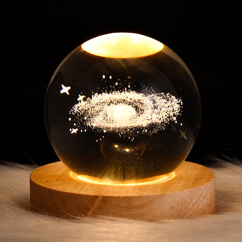 3D Crystal Ball Night Light – Starry Sky & Planet Projection Gift