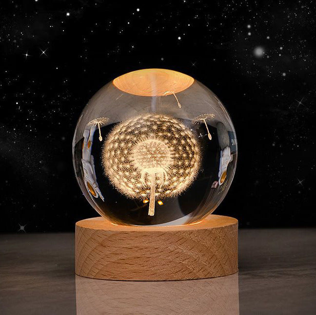 3D Crystal Ball Night Light – Starry Sky & Planet Projection Gift