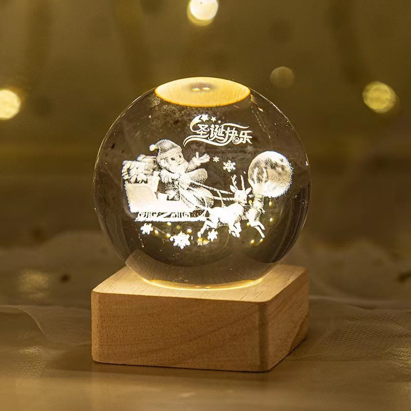 3D Crystal Ball Night Light – Starry Sky & Planet Projection Gift