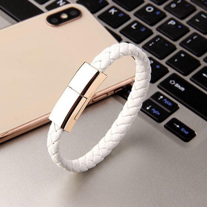 X-Band Charge: Stylish Bracelet USB Charging Cable for iPhone, Android, and Type-C Devices White-EverXt.com