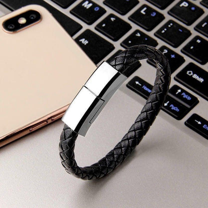 X-Band Charge: Stylish Bracelet USB Charging Cable for iPhone, Android, and Type-C Devices-Black-EverXt.com 