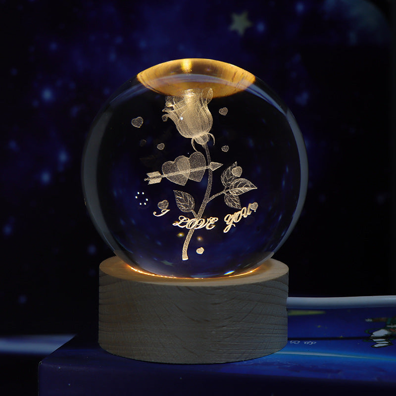 3D Crystal Ball Night Light – Starry Sky & Planet Projection Gift