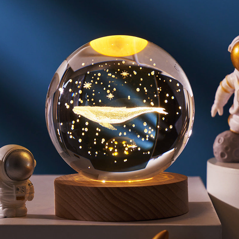 3D Crystal Ball Night Light – Starry Sky & Planet Projection Gift