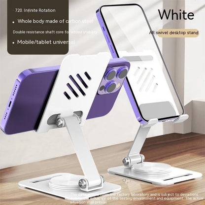 360° Rotating Metal Phone & Tablet Holder Stand – Adjustable & Sleek Desktop Accessory