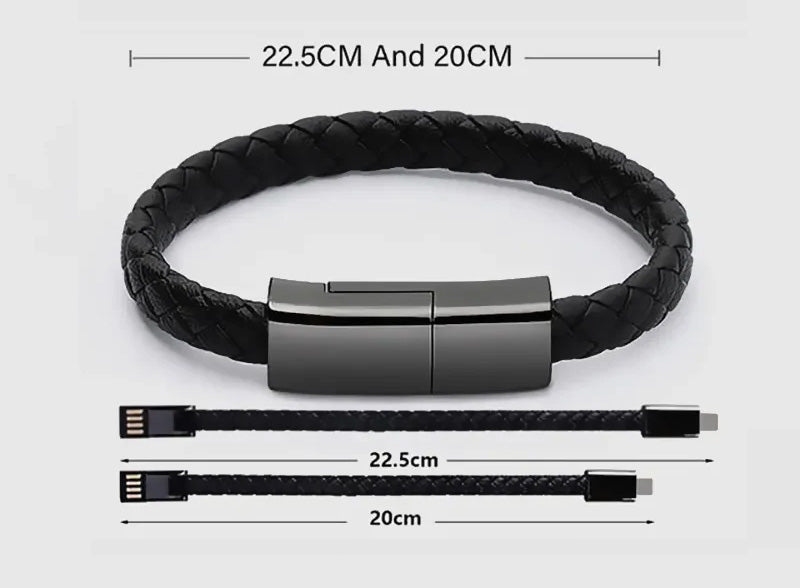 X-Band Charge: Stylish Bracelet USB Charging Cable for iPhone, Android, and Type-C Devices