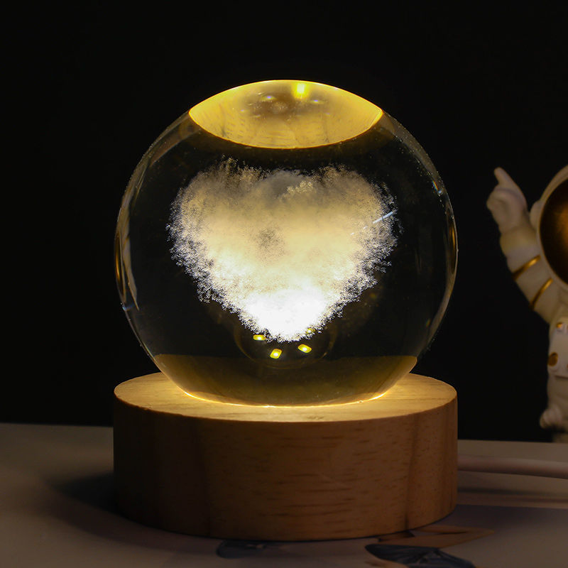 3D Crystal Ball Night Light – Starry Sky & Planet Projection Gift