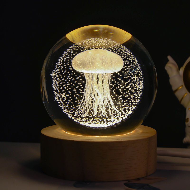 3D Crystal Ball Night Light – Starry Sky & Planet Projection Gift