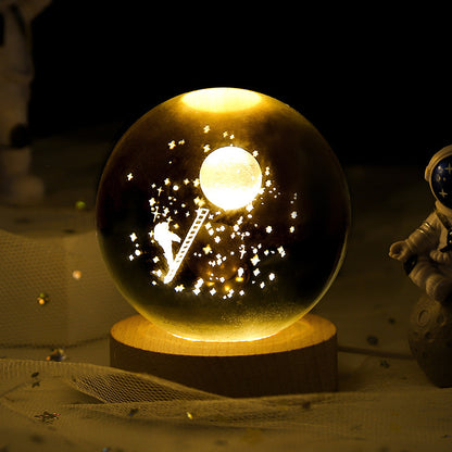 3D Crystal Ball Night Light – Starry Sky & Planet Projection Gift