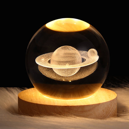 3D Crystal Ball Night Light – Starry Sky & Planet Projection Gift