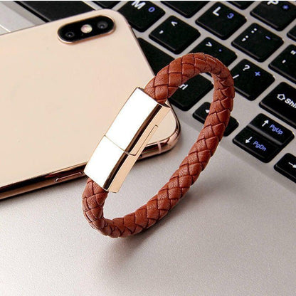 X-Band Charge: Stylish Bracelet USB Charging Cable for iPhone, Android, and Type-C Devices--Brown-EverXt.com