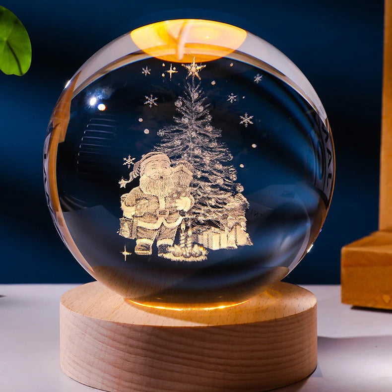 3D Crystal Ball Night Light – Starry Sky & Planet Projection Gift